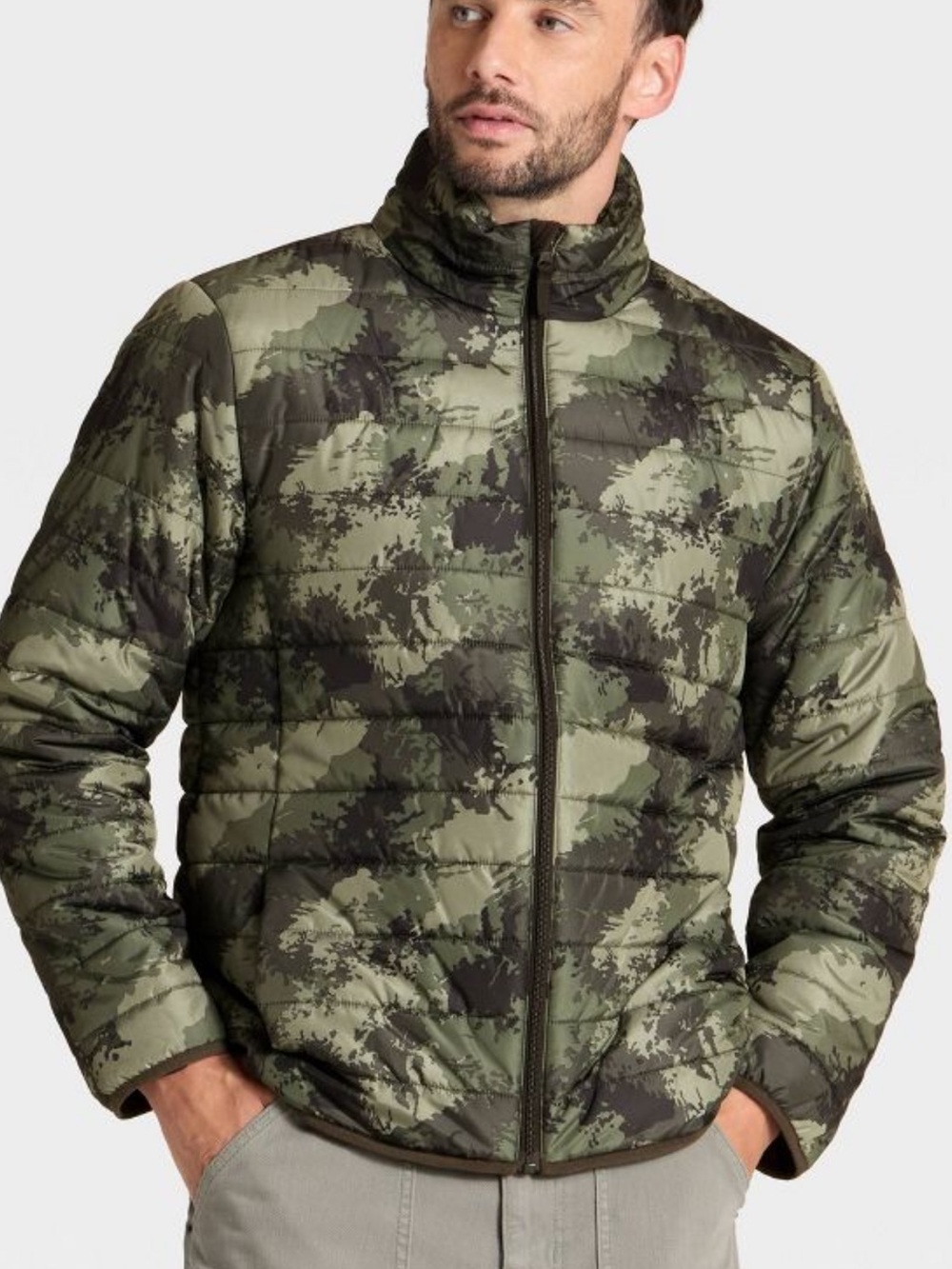 Goodfellow & Co Men's Lightweight Puffer Jacket, M - Camo Green